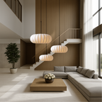 Silk Pendant Light, Minimalist Drum Shade, Adjustable Height, Kitchen Dining