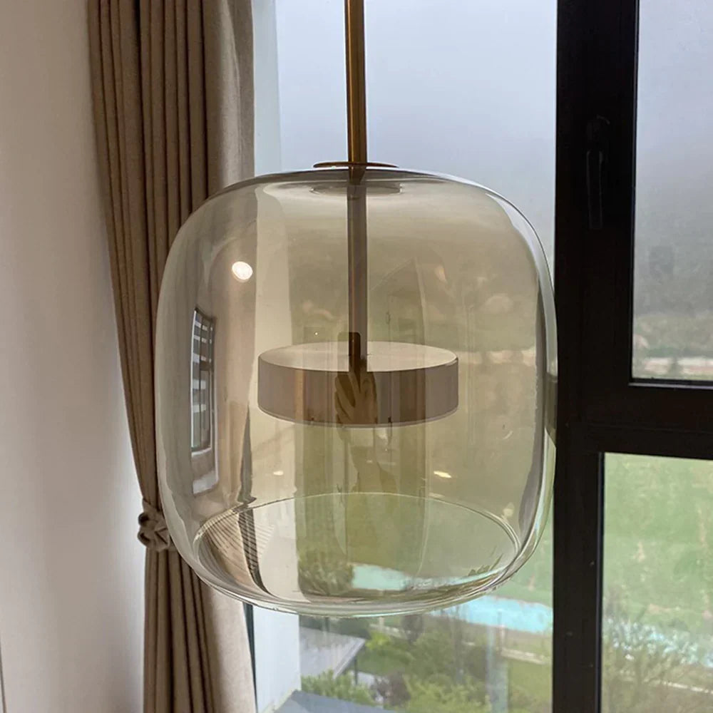 Modern Glass Pendant Light, LED Hanging Ceiling Lamp, Warm Kitchen Island