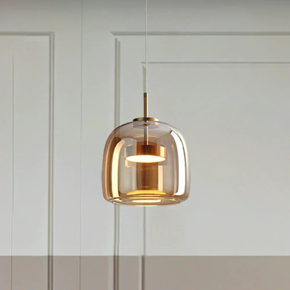 Modern Glass Pendant Light, LED Hanging Ceiling Lamp, Warm Kitchen Island