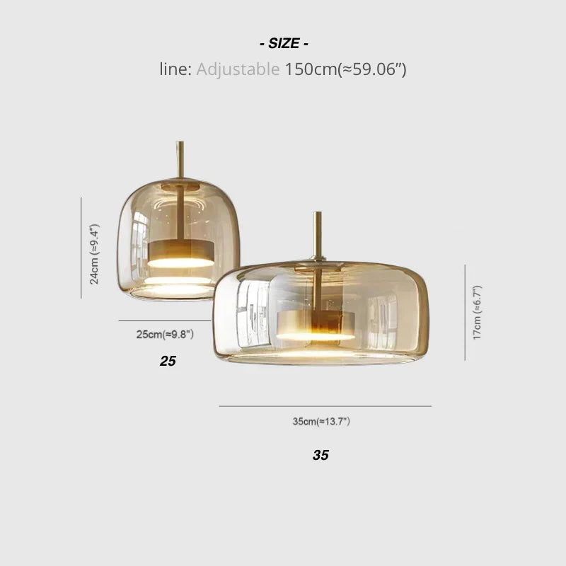 Modern Glass Pendant Light, LED Hanging Ceiling Lamp, Warm Kitchen Island