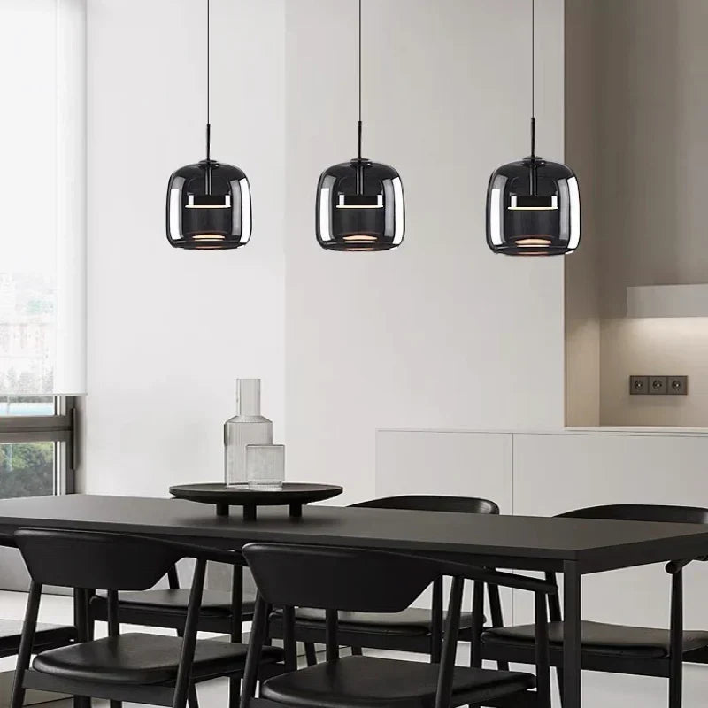 Modern Glass Pendant Light, LED Hanging Ceiling Lamp, Warm Kitchen Island