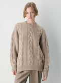 Oryisell Heritage Merino Wool Cable Knit Crewneck Sweater